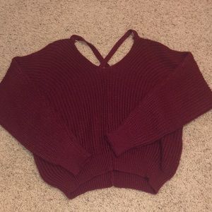 Maroon cross back knit sweater